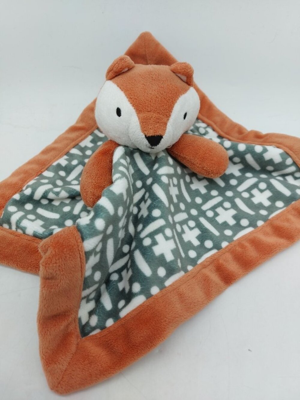 Levtex Baby Fox Lovey Security Blanket Plush Geometric Pattern Toy 11"